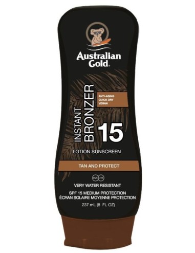 Australian Gold Lotion Instant Bronzer SPF 15, 237 ml - Crema solare viso e corpo