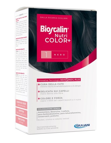 Bioscalin nutricolor plus 1 nero crema colorante 40 ml + rivelatore crema 60 ml + shampoo 12 ml + trattamento finale balsamo 12 