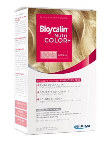 Bioscalin nutricolor plus 10,23 sabbia crema colorante 40 ml + rivelatore crema 60 ml + shampoo 12 ml + trattamento finale balsa