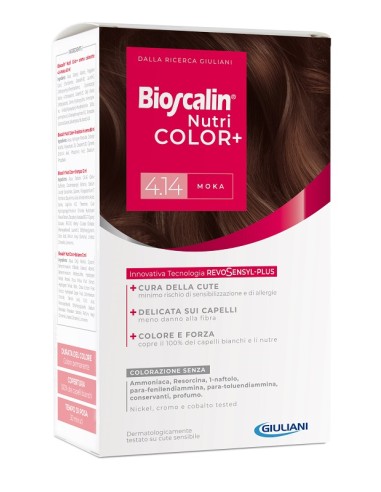 Bioscalin nutricolor plus 4,14 moka crema colorante 40 ml + rivelatore crema 60 ml + shampoo 12 ml + trattamento finale balsamo 