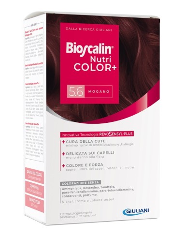 Bioscalin nutricolor plus 5,6 mogano crema colorante 40 ml + rivelatore crema 60 ml + shampoo 12 ml + trattamento finale balsamo