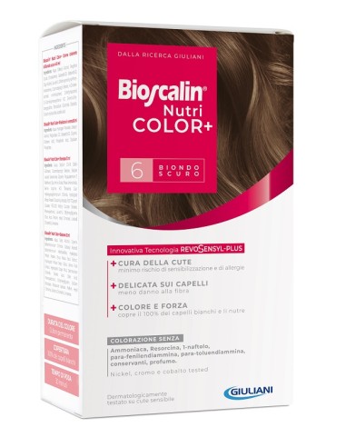 Bioscalin nutricolor plus 6 biondo scuro crema colorante 40 ml + rivelatore crema 60 ml + shampoo 12 ml + trattamento finale bal