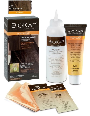 Biokap nutricolor 6,0 biondo tabacco tinta tubo + flacone