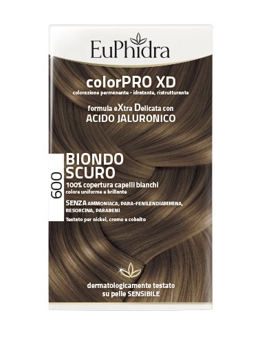 Euphidra colorpro xd 600 biondo scuro gel colorante capelli in flacone + attivante + balsamo + guanti