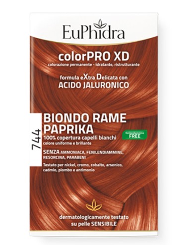 Euphidra colorpro gel colorante capelli xd 744 paprika 50 ml in flacone + attivante + balsamo + guanti