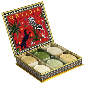 Ortigia Olive Oil Soap Box Jungle Red 6 X 25 gr -Set Saponette 6 pz all'Olio di Oliva