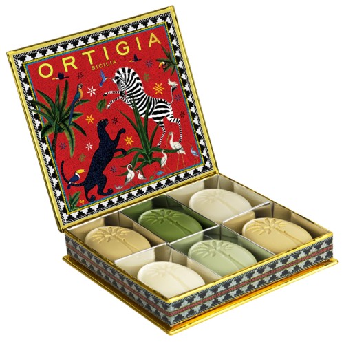 Ortigia Olive Oil Soap Box Jungle Red 6 X 25 gr -Set Saponette 6 pz all'Olio di Oliva