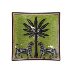 Ortigia Piatto Mosaico 25X25 Green -Piatto in Vetro Decorato a Mano