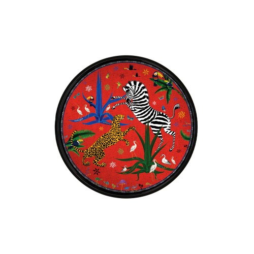 Ortigia Vassoio Rotondo Jungle Red -Vassoio in Ceramica Laccato